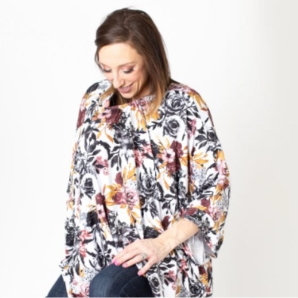 Chic Floral Nursing Cover - Black, White, Pink, Yellow by Mory June